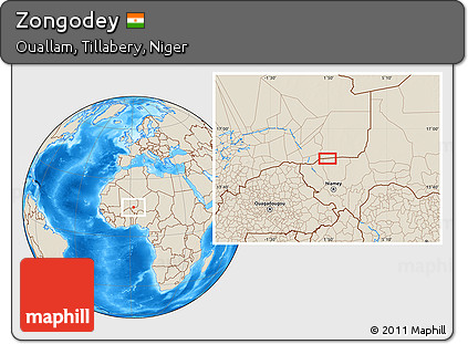 Shaded Relief Location Map of Zongodey