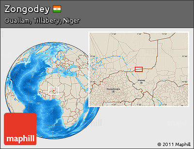 Shaded Relief Location Map of Zongodey
