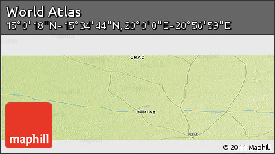Physical Panoramic Map of the Area around 15° 17' 31" N, 20° 28' 30" E