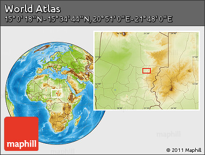 Physical Location Map of the Area around 15° 17' 31" N, 21° 19' 30" E