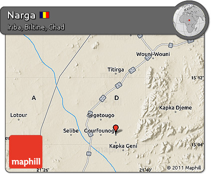 Shaded Relief Map of Narga