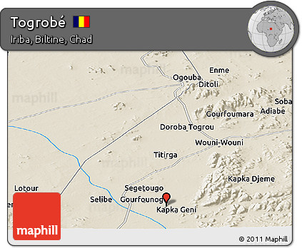 Shaded Relief Panoramic Map of Togrobé