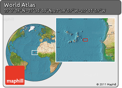 Satellite Location Map of the Area around 15° 17' 31" N, 21° 10' 29" W