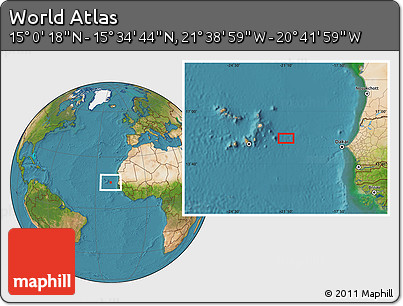 Satellite Location Map of the Area around 15° 17' 31" N, 21° 10' 29" W