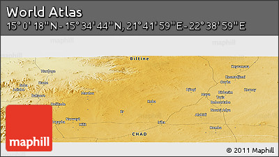 Physical Panoramic Map of the Area around 15° 17' 31" N, 22° 10' 29" E
