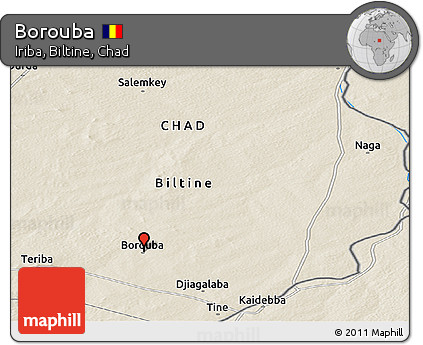 Shaded Relief Panoramic Map of Borouba