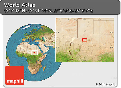 Satellite Location Map of the Area around 15° 17' 31" N, 25° 34' 30" E