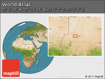 Satellite Location Map of the Area around 15° 17' 31" N, 25° 34' 30" E