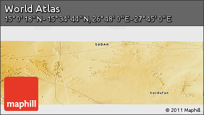 Physical Panoramic Map of the Area around 15° 17' 31" N, 27° 16' 29" E