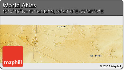 Physical Panoramic Map of the Area around 15° 17' 31" N, 27° 16' 29" E
