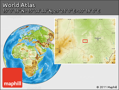 Physical Location Map of the Area around 15° 17' 31" N, 29° 49' 30" E