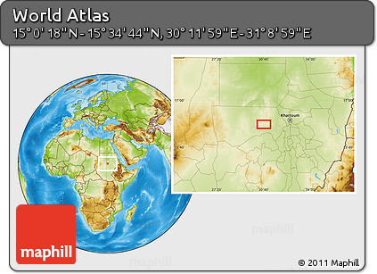 Physical Location Map of the Area around 15° 17' 31" N, 30° 40' 29" E