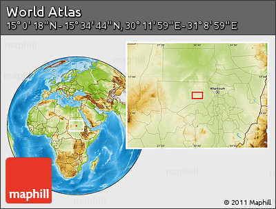 Physical Location Map of the Area around 15° 17' 31" N, 30° 40' 29" E