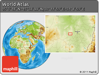 Physical Location Map of the Area around 15° 17' 31" N, 30° 40' 29" E