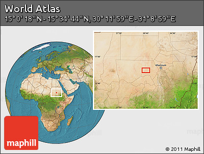 Satellite Location Map of the Area around 15° 17' 31" N, 30° 40' 29" E