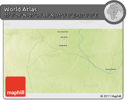 Physical 3D Map of the Area around 15° 17' 31" N, 31° 31' 29" E