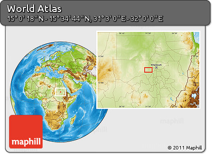 Physical Location Map of the Area around 15° 17' 31" N, 31° 31' 29" E
