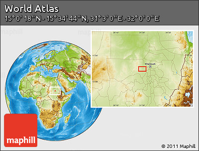 Physical Location Map of the Area around 15° 17' 31" N, 31° 31' 29" E