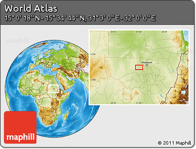 Physical Location Map of the Area around 15° 17' 31" N, 31° 31' 29" E