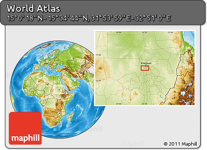 Physical Location Map of the Area around 15° 17' 31" N, 32° 22' 30" E