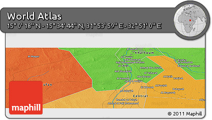 Political Panoramic Map of the Area around 15° 17' 31" N, 32° 22' 30" E