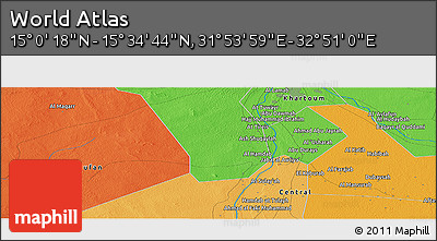 Political Panoramic Map of the Area around 15° 17' 31" N, 32° 22' 30" E