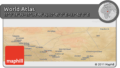 Satellite Panoramic Map of the Area around 15° 17' 31" N, 33° 13' 30" E