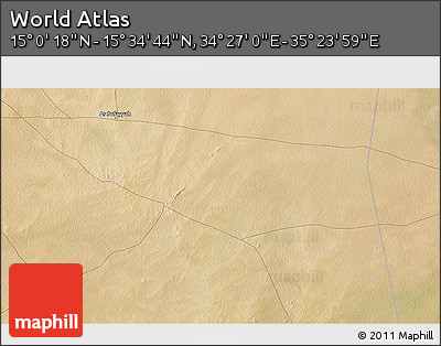 Satellite 3D Map of the Area around 15° 17' 31" N, 34° 55' 29" E