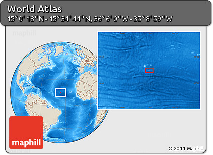 Shaded Relief Location Map of the Area around 15° 17' 31" N, 35° 37' 30" W