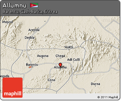 Shaded Relief 3D Map of Allumnu