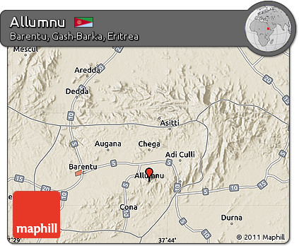 Shaded Relief Map of Allumnu