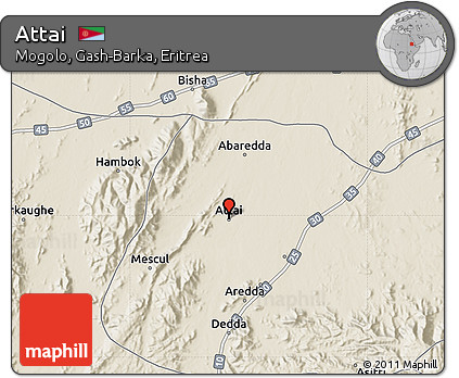 Shaded Relief Map of Attai
