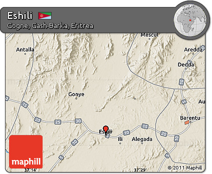 Shaded Relief Map of Eshili
