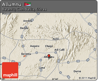 Shaded Relief Map of Allumnu
