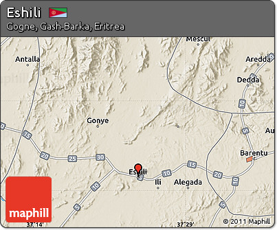 Shaded Relief Map of Eshili