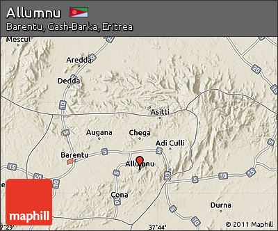 Shaded Relief Map of Allumnu