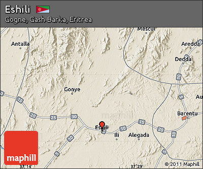 Shaded Relief Map of Eshili