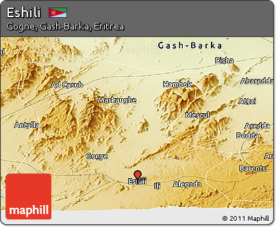 Physical Panoramic Map of Eshili
