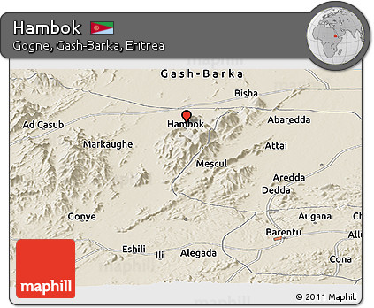 Shaded Relief Panoramic Map of Hambok