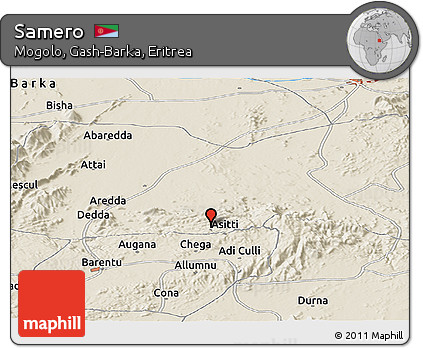 Shaded Relief Panoramic Map of Samero