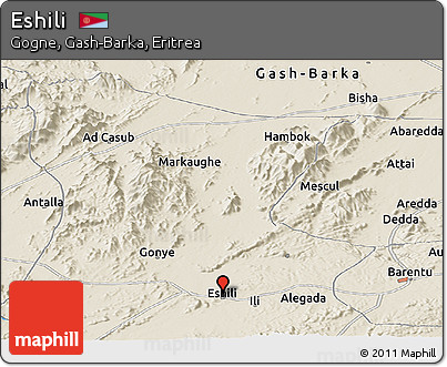 Shaded Relief Panoramic Map of Eshili