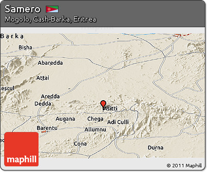 Shaded Relief Panoramic Map of Samero