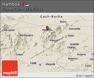 Shaded Relief Panoramic Map of Hambok