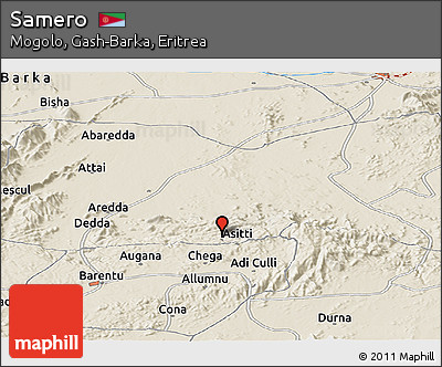 Shaded Relief Panoramic Map of Samero