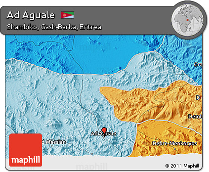 Political 3D Map of Ad Aguale