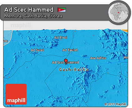 Political 3D Map of Ad Scec Hammed