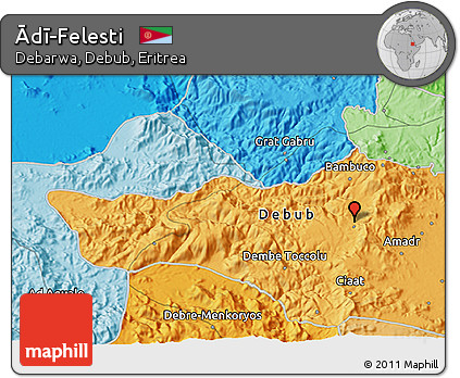 Political 3D Map of Ādī-Felesti