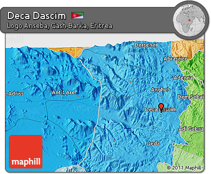 Political 3D Map of Deca Dascim