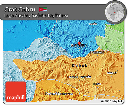 Political 3D Map of Grat Gabru