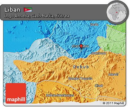 Political 3D Map of Liban